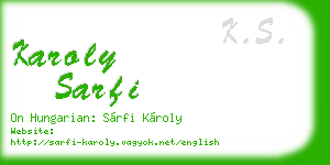 karoly sarfi business card